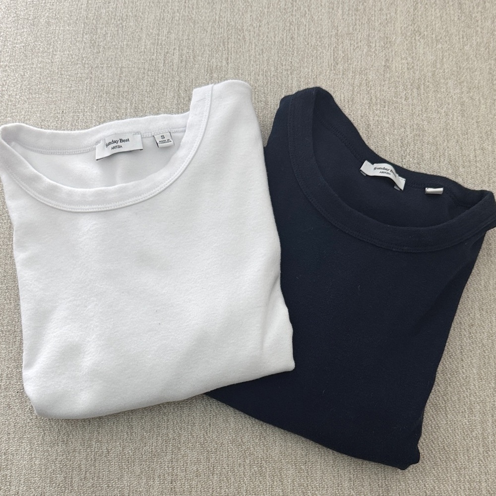 Aritzia Women’s Short Sleeve Tees — White & Navy